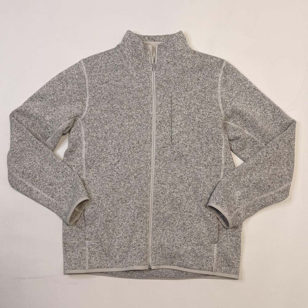 Lululemon Sojourn Jacket Mens Medium Gray Flecked Full Zip Fleece Warm Pockets